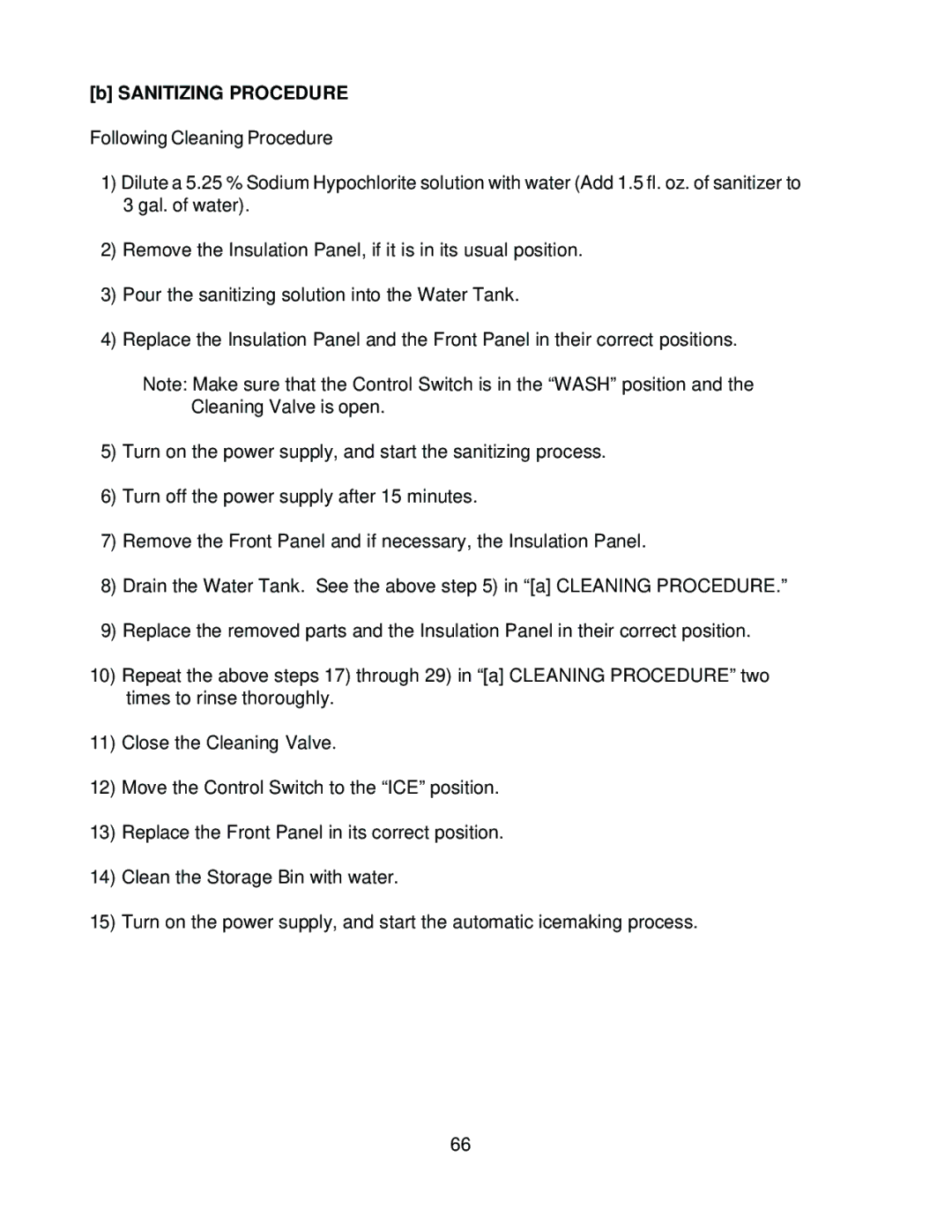 Hoshizaki KM-630MWH, KM-630MRH, KM-630MAH service manual Sanitizing Procedure 