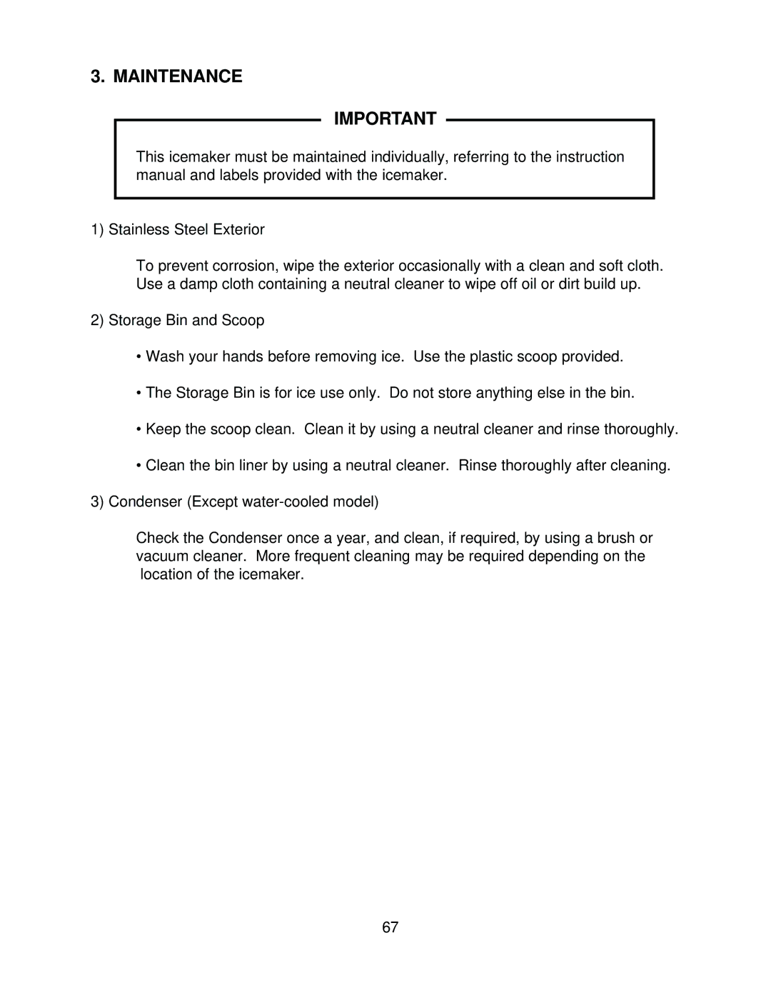 Hoshizaki KM-630MRH, KM-630MWH, KM-630MAH service manual Maintenance 