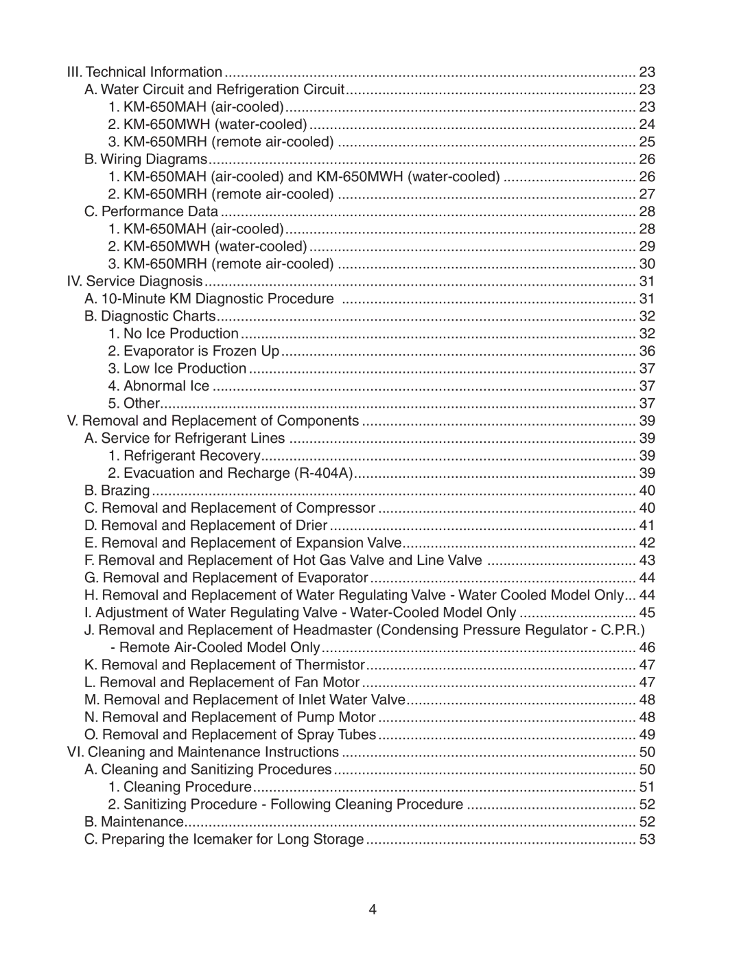 Hoshizaki KM-650MRH, KM-650MAH, KM-650MWH service manual 