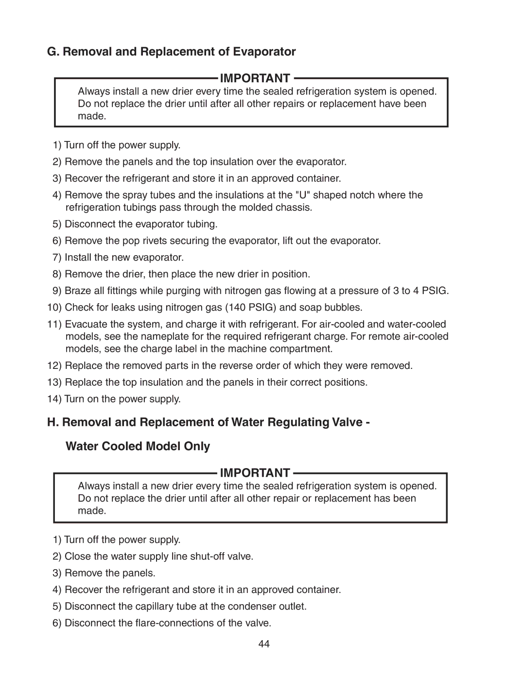 Hoshizaki KM-650MWH, KM-650MAH, KM-650MRH service manual Removal and Replacement of Evaporator 