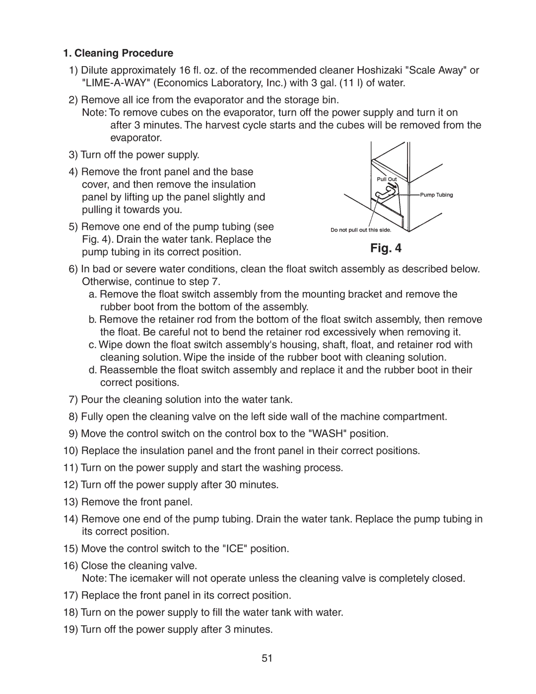 Hoshizaki KM-650MAH, KM-650MRH, KM-650MWH service manual Cleaning Procedure 