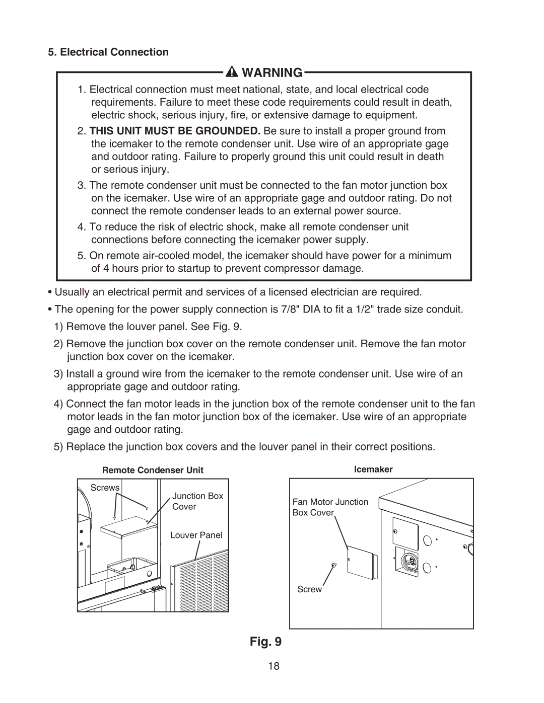 Hoshizaki KM-650MAH instruction manual Electrical Connection 