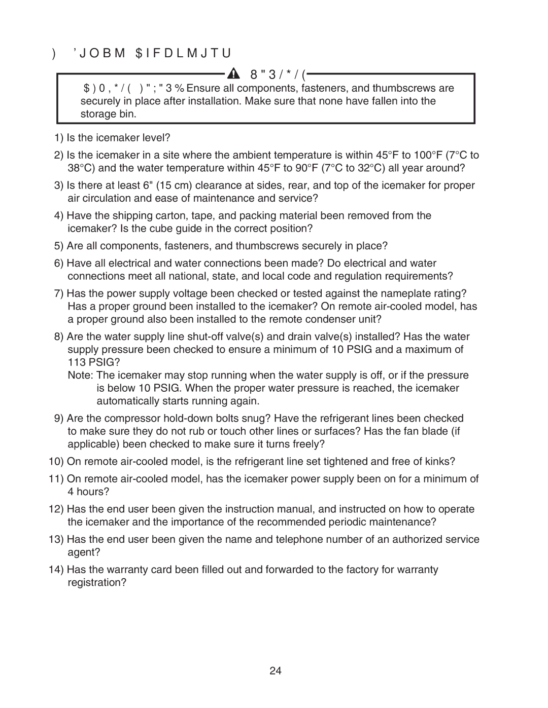 Hoshizaki KM-650MAH instruction manual Final Checklist 