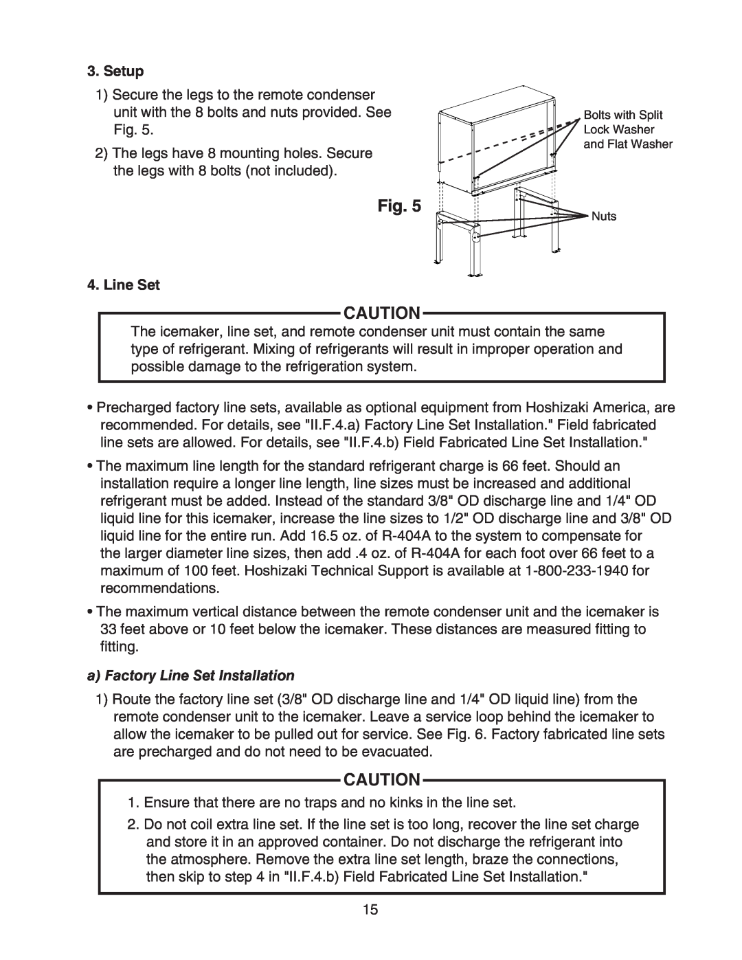Hoshizaki KM-650MAH instruction manual Setup, a Factory Line Set Installation 