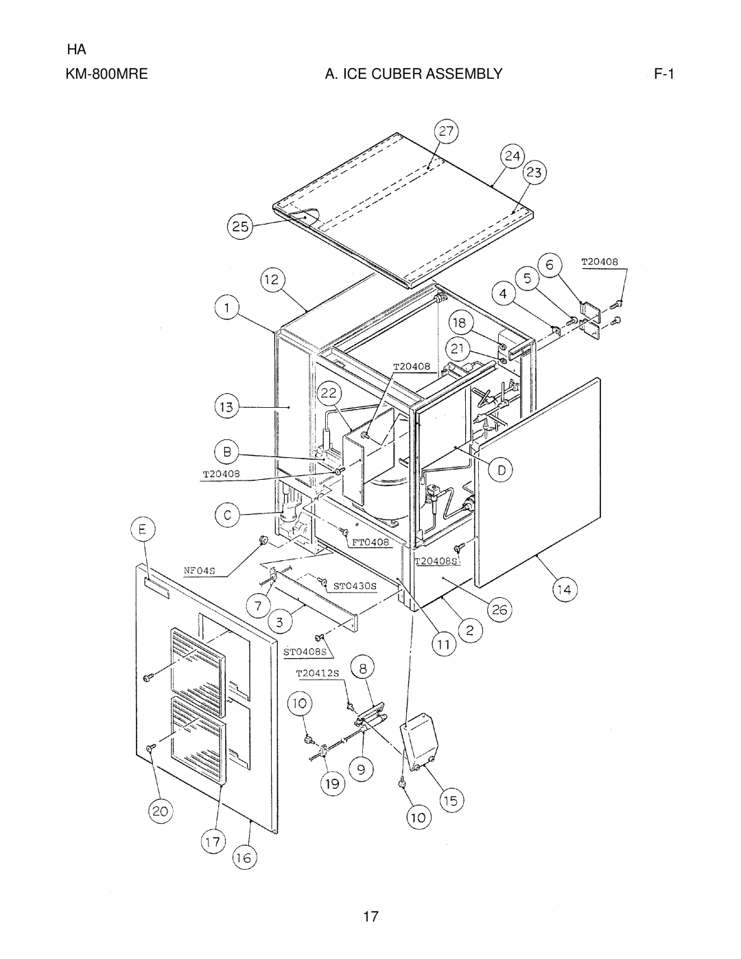 Hoshizaki KM-800MWE, KM-800MAE manual KM-800MRE ICE Cuber Assembly 