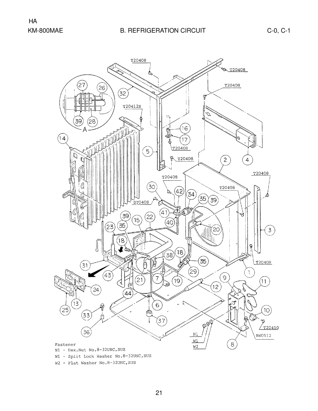 Hoshizaki KM-800MWE, KM-800MRE manual KM-800MAE Refrigeration Circuit 