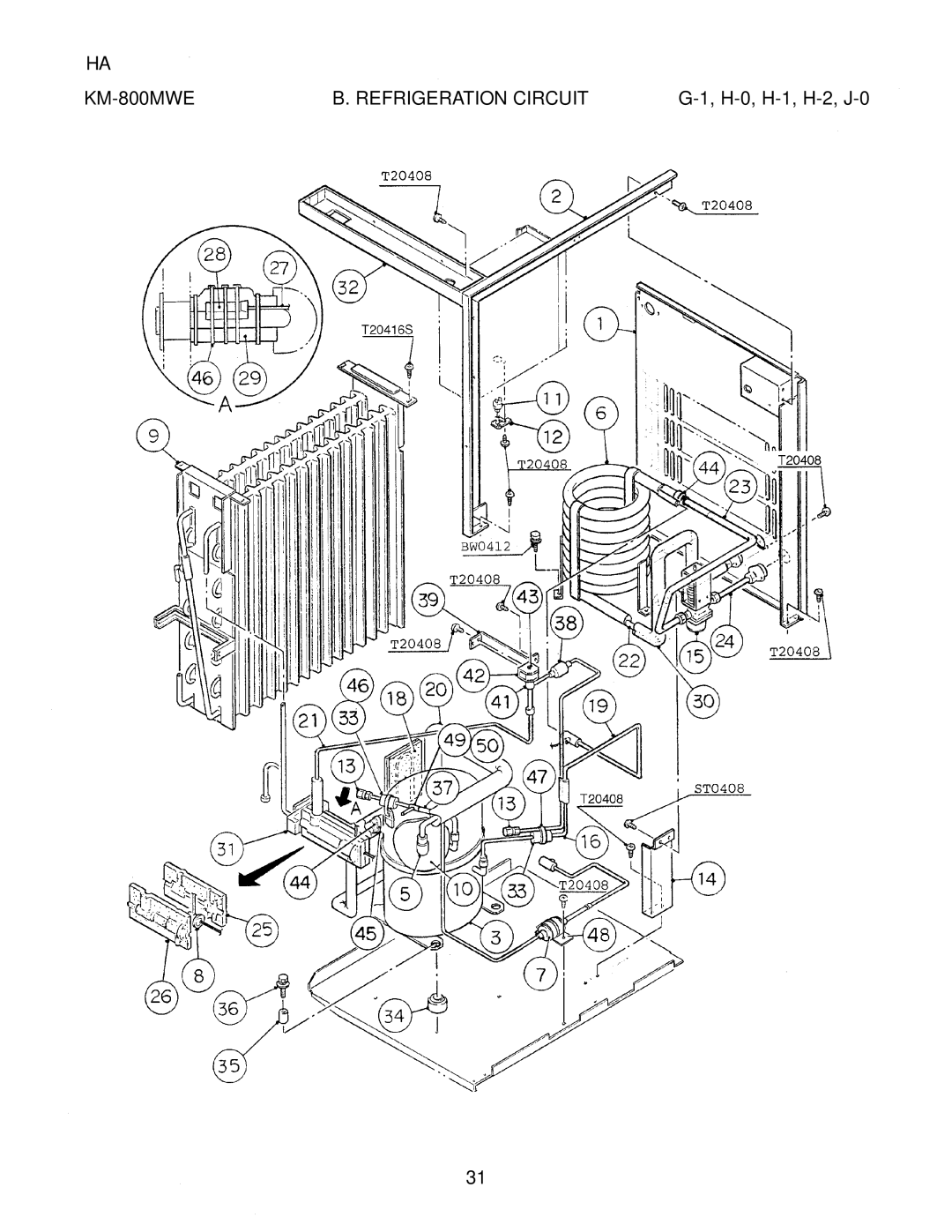 Hoshizaki KM-800MAE, KM-800MWE, KM-800MRE manual H-0, H-1, H-2, J-0 