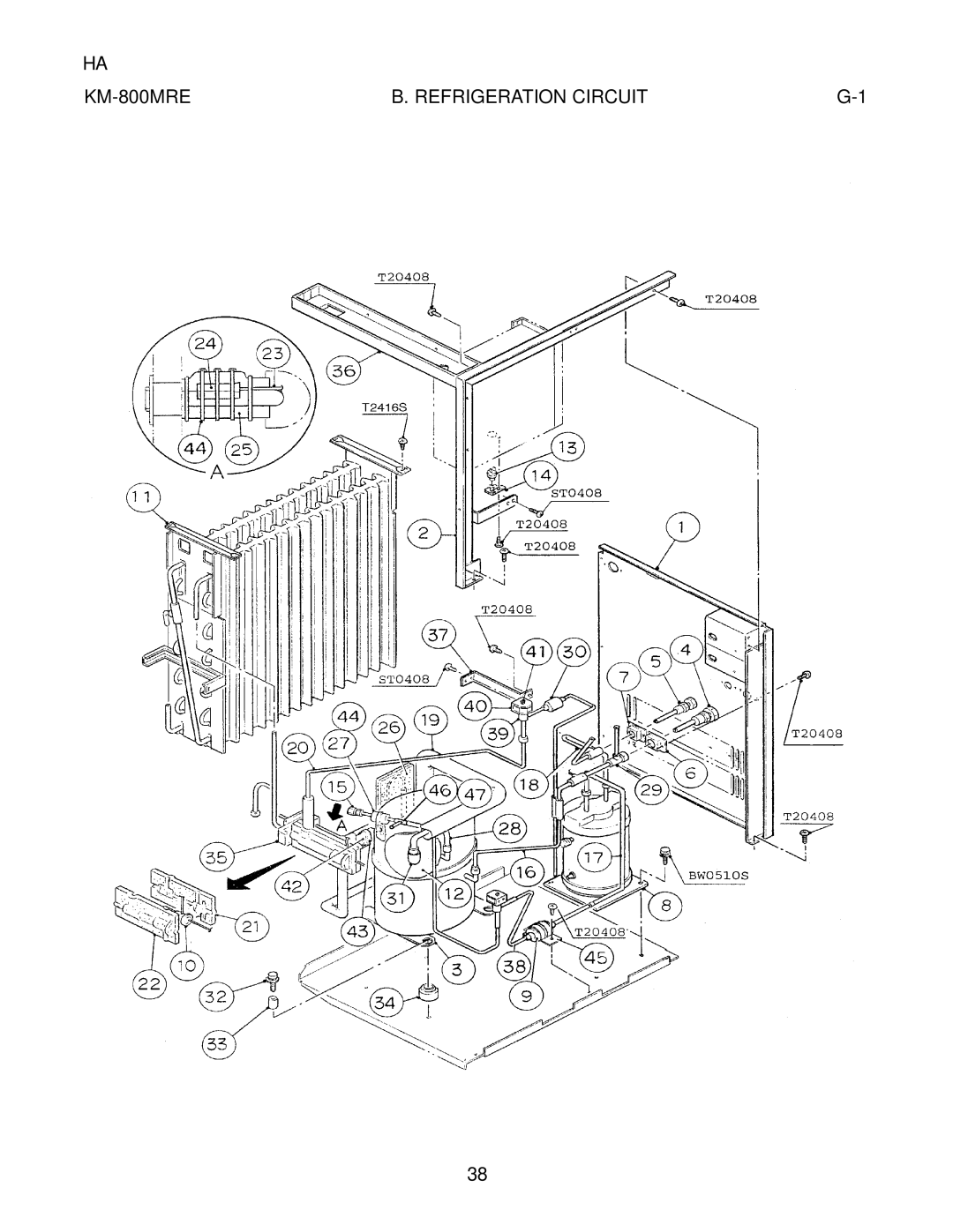 Hoshizaki KM-800MRE, KM-800MWE, KM-800MAE manual Refrigeration Circuit 