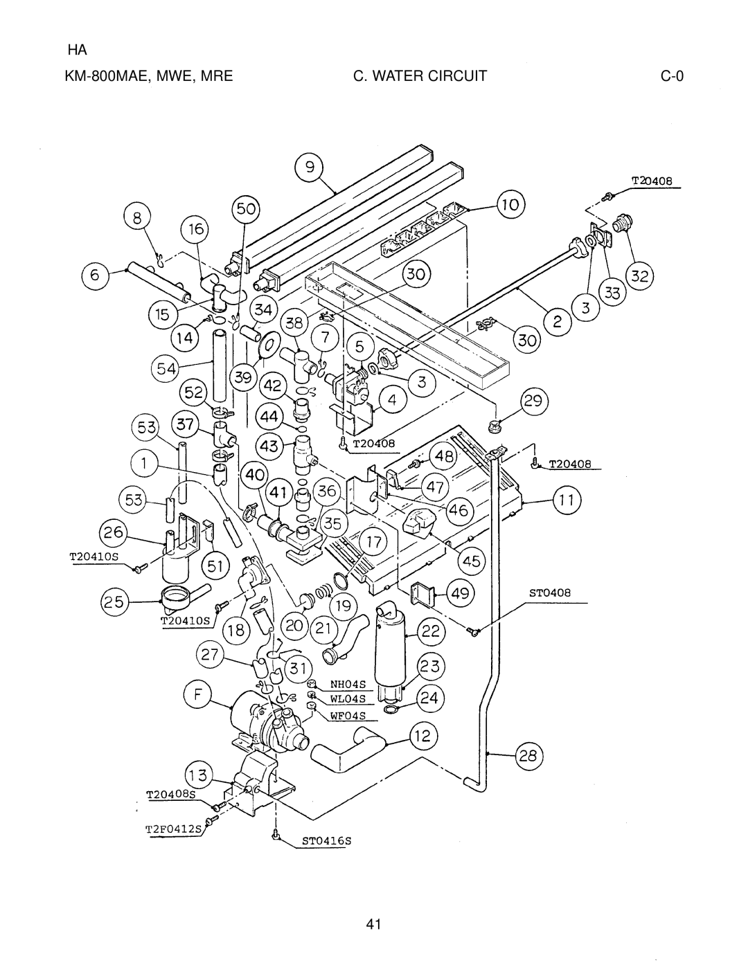 Hoshizaki KM-800MRE, KM-800MWE manual KM-800MAE, MWE, MRE Water Circuit 