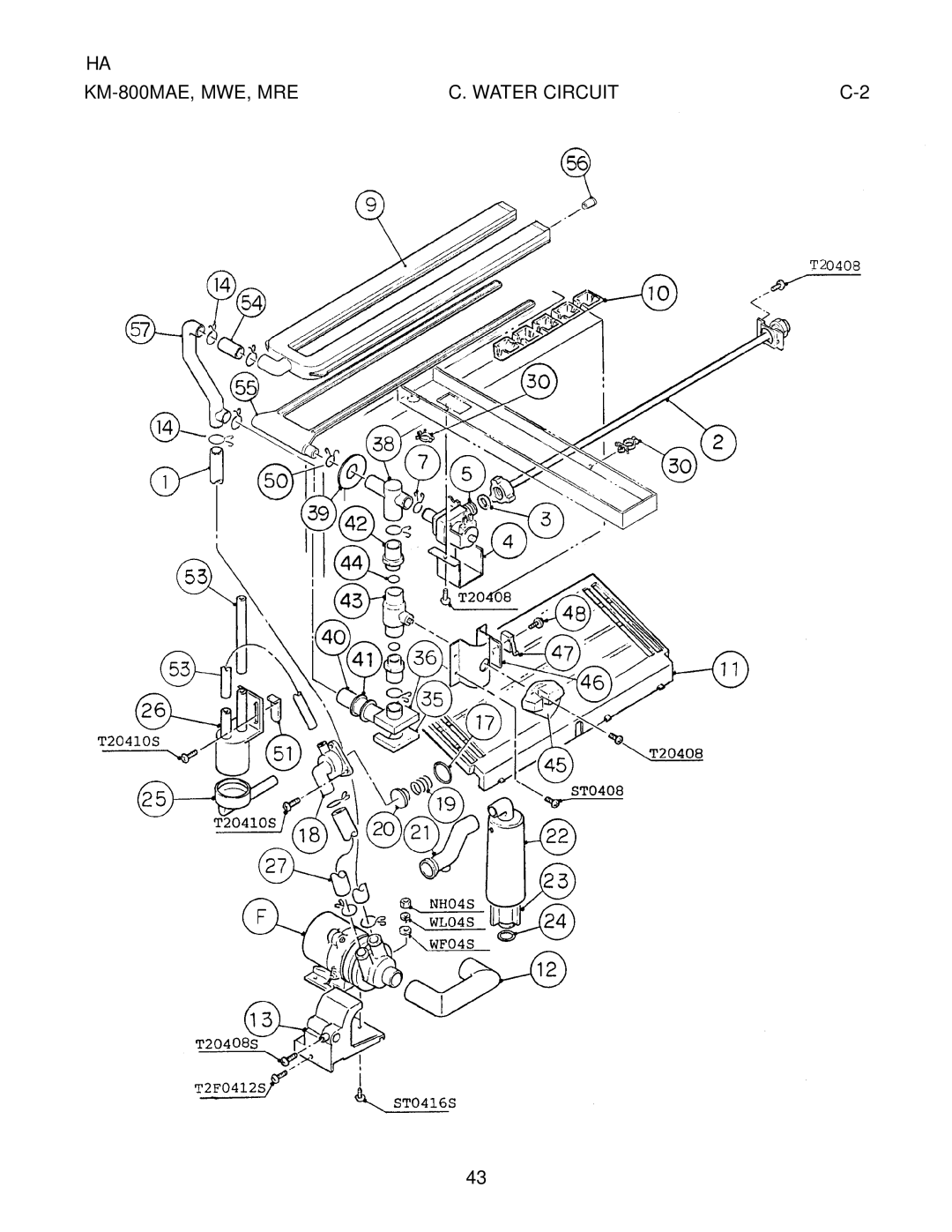 Hoshizaki KM-800MWE, KM-800MRE manual KM-800MAE, MWE, MRE Water Circuit 