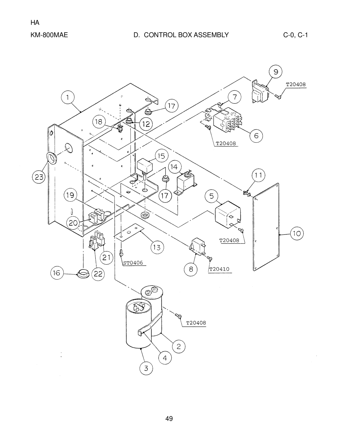 Hoshizaki KM-800MWE, KM-800MRE manual KM-800MAE Control BOX Assembly 