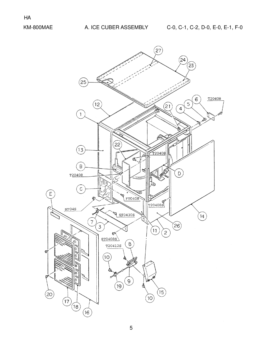 Hoshizaki KM-800MRE, KM-800MWE manual KM-800MAE ICE Cuber Assembly 