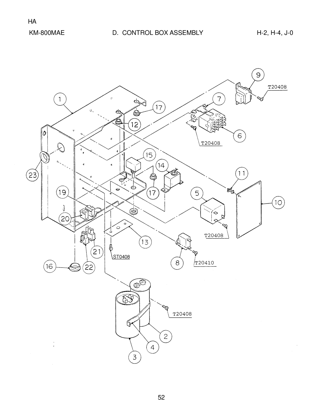 Hoshizaki KM-800MAE, KM-800MWE, KM-800MRE manual H-4, J-0 