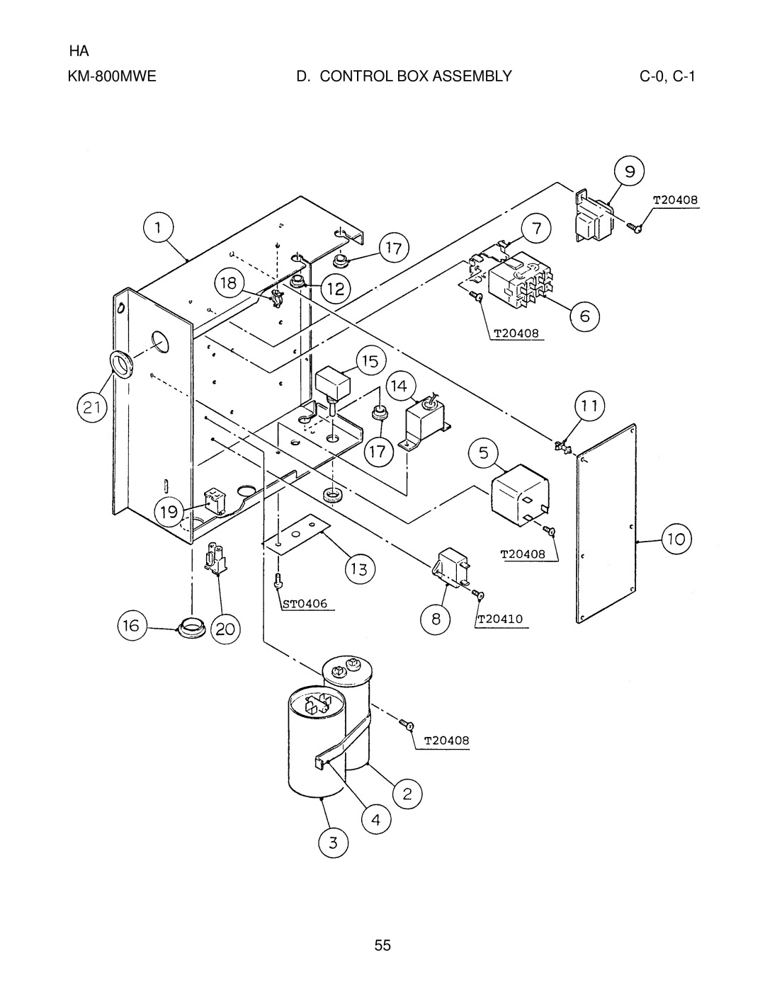 Hoshizaki KM-800MAE, KM-800MRE manual KM-800MWE Control BOX Assembly 