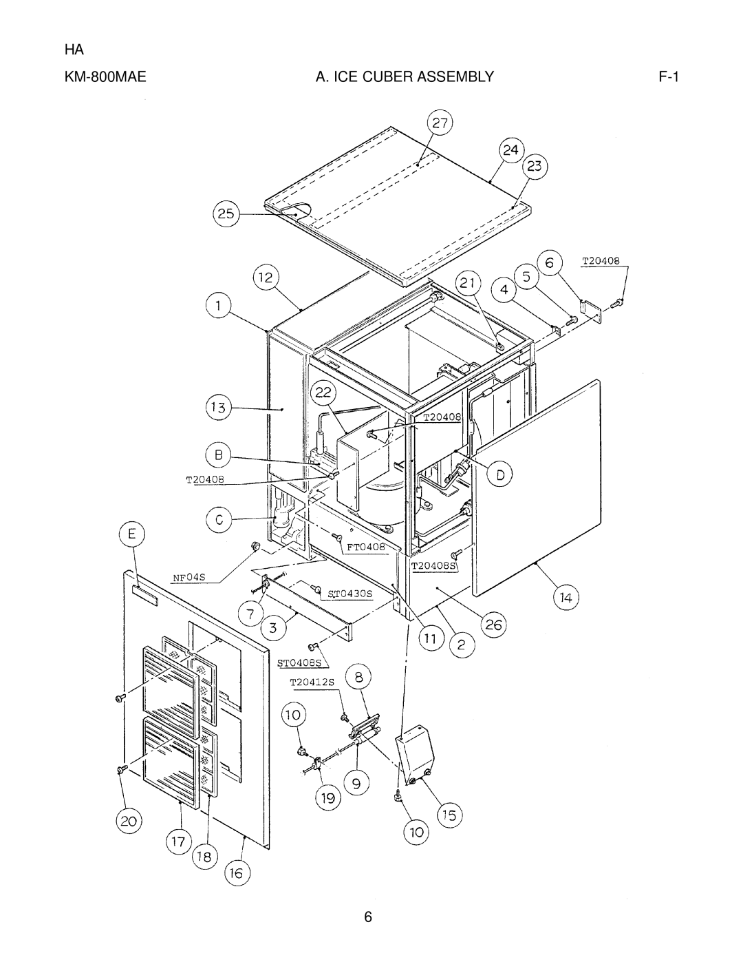 Hoshizaki KM-800MWE, KM-800MRE manual KM-800MAE ICE Cuber Assembly 