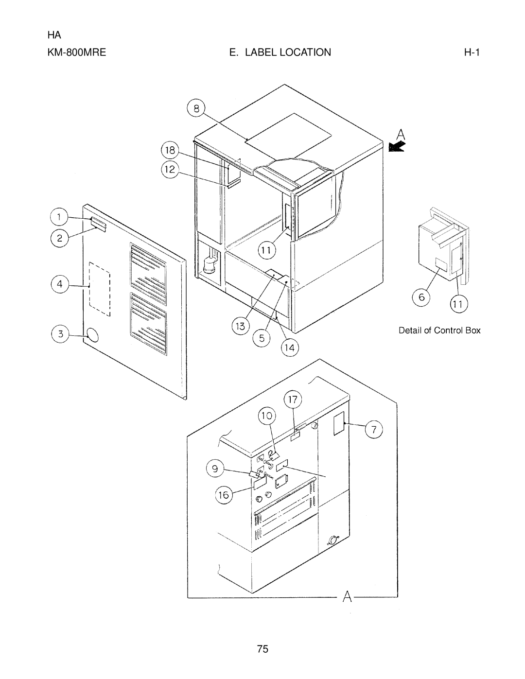 Hoshizaki KM-800MWE, KM-800MAE manual KM-800MRE Label Location 