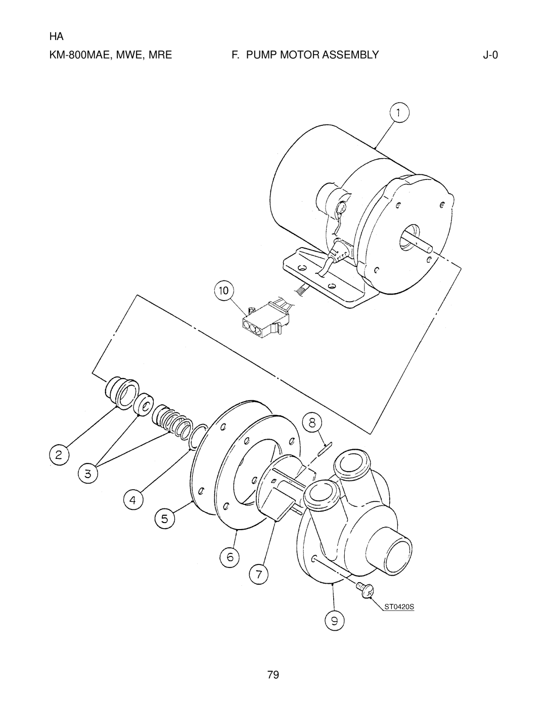 Hoshizaki KM-800MWE, KM-800MRE manual KM-800MAE, MWE, MRE Pump Motor Assembly 