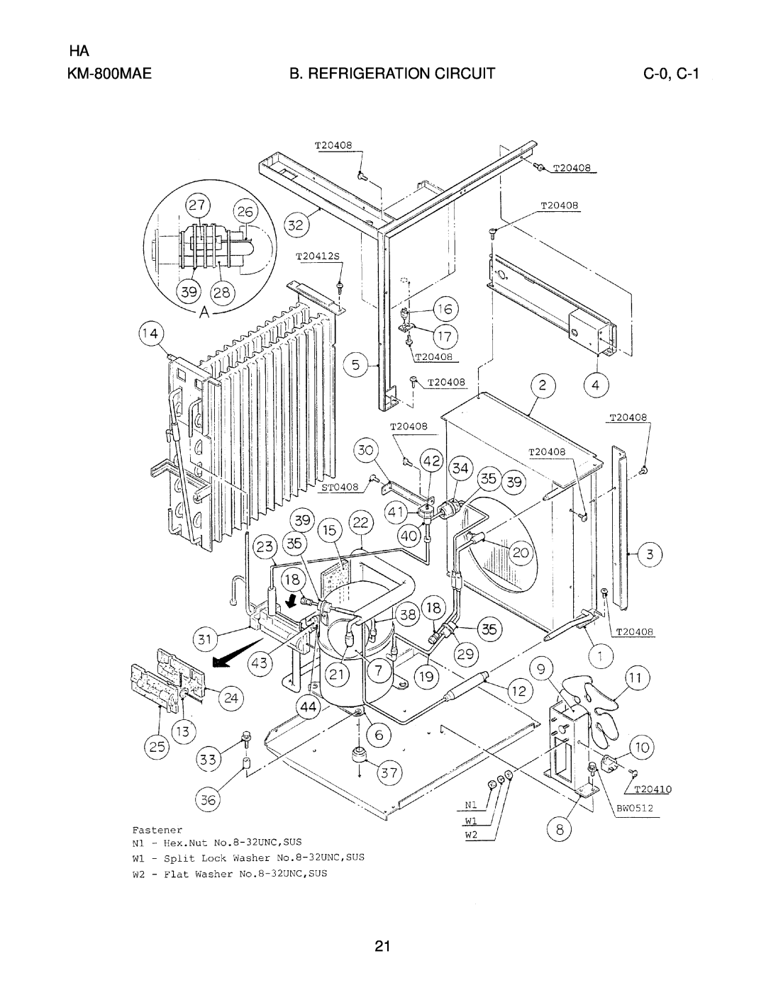 Hoshizaki KM-800MWE, KM-800MRE manual B. Refrigeration Circuit, C-0, C-1, KM-800MAE 