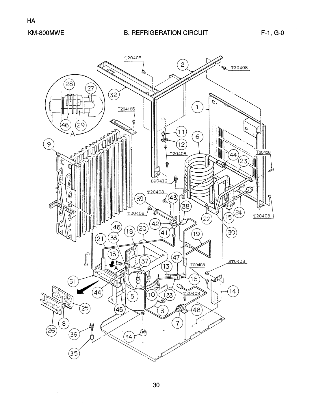 Hoshizaki KM-800MWE, KM-800MAE, KM-800MRE manual B. Refrigeration Circuit, F-1, G-0 