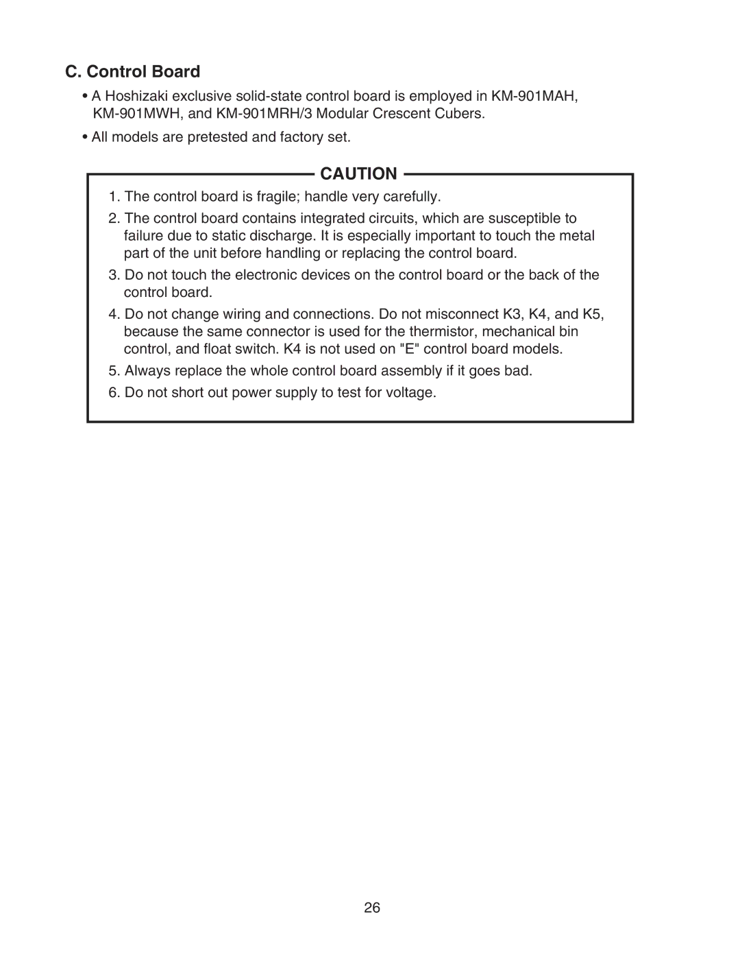 Hoshizaki KM-901MRH/3, KM-901MWH, KM-901MAH service manual Control Board 