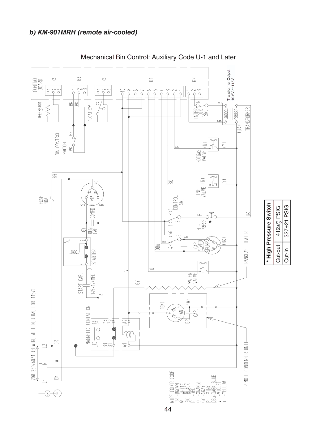 Hoshizaki KM-901MRH/3, KM-901MWH, KM-901MAH service manual KM-901MRH remote air-cooled, High Pressure Switch 