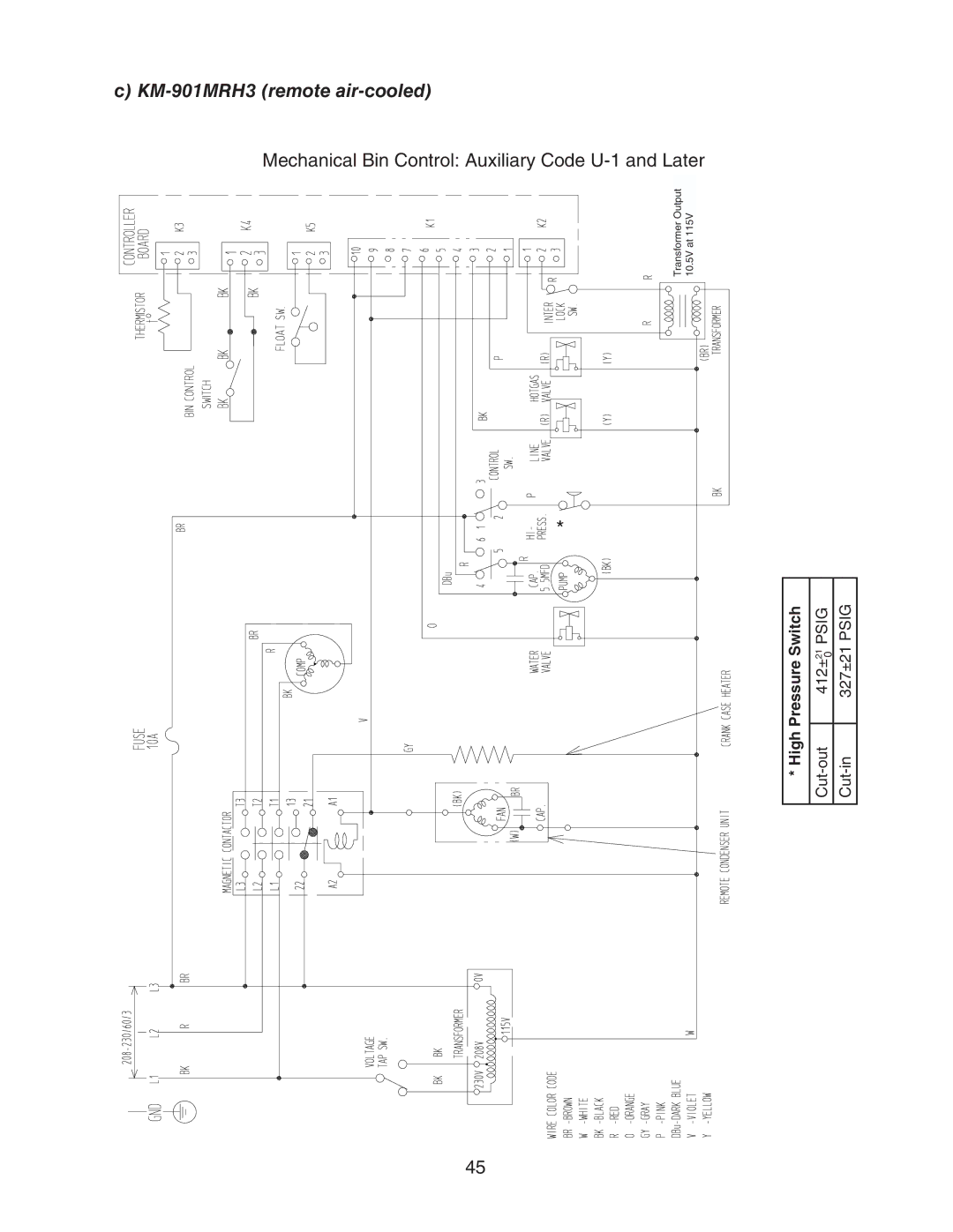 Hoshizaki KM-901MWH, KM-901MAH, KM-901MRH/3 service manual KM-901MRH3 remote air-cooled, SwitchPressure 