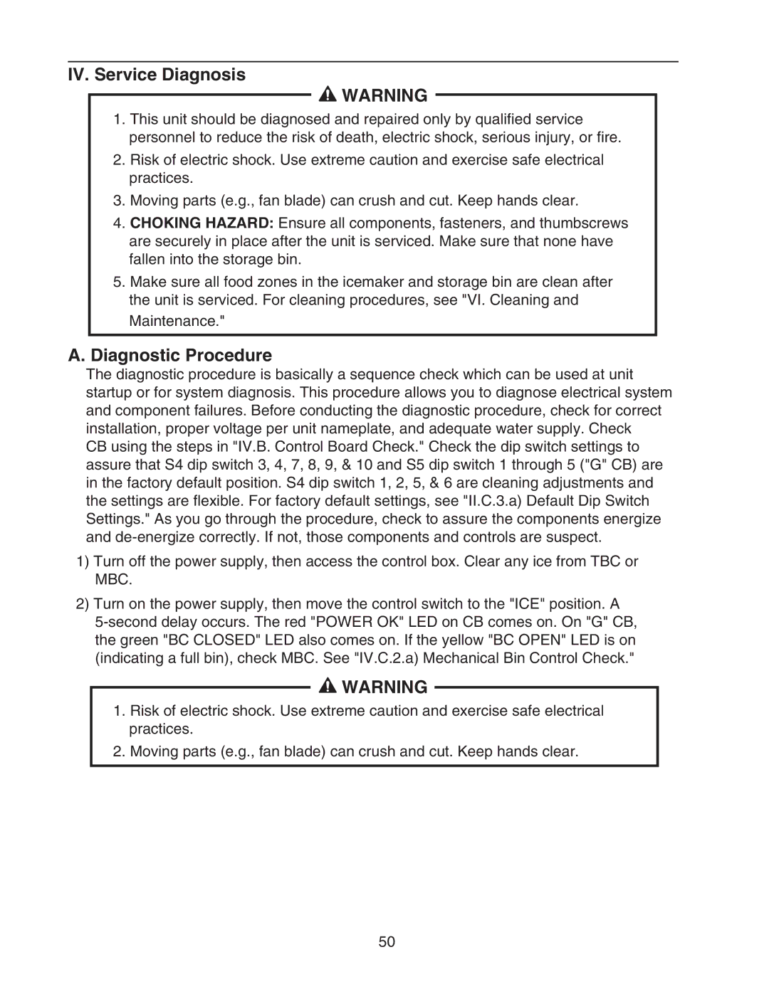 Hoshizaki KM-901MRH/3, KM-901MWH, KM-901MAH service manual IV. Service Diagnosis, Diagnostic Procedure 