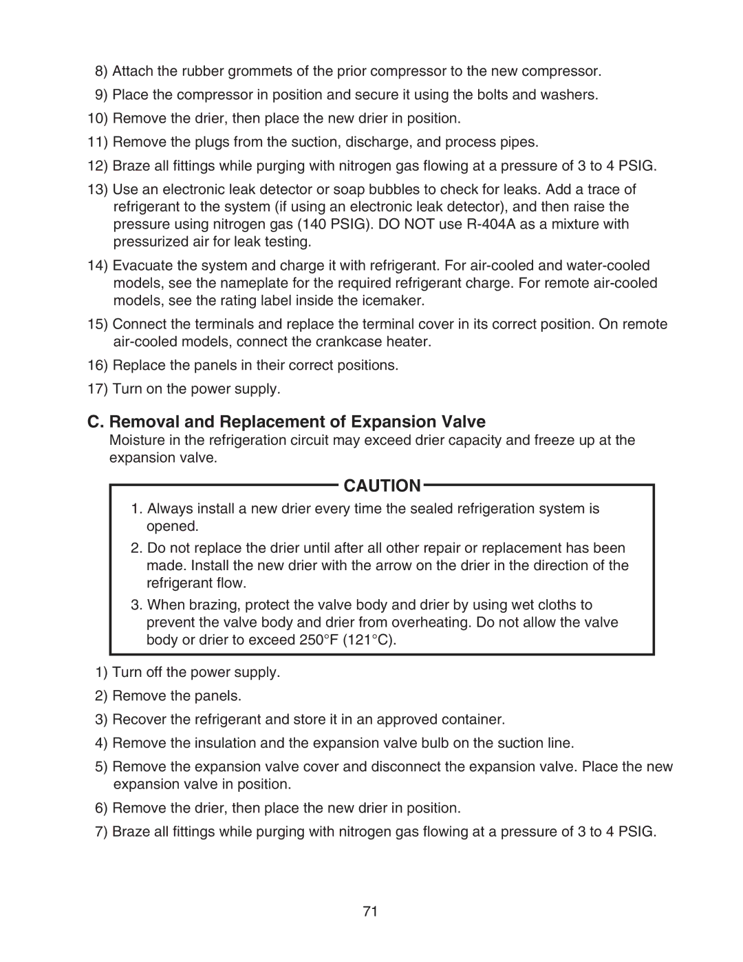 Hoshizaki KM-901MRH/3, KM-901MWH, KM-901MAH service manual Removal and Replacement of Expansion Valve 