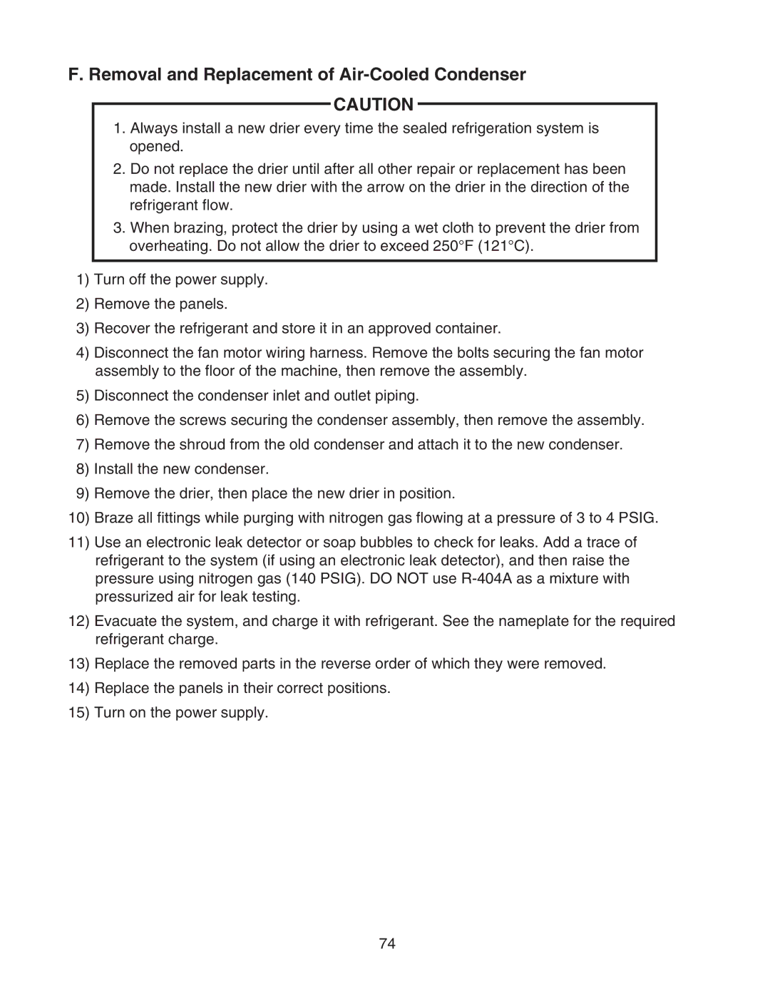 Hoshizaki KM-901MRH/3, KM-901MWH, KM-901MAH service manual Removal and Replacement of Air-Cooled Condenser 