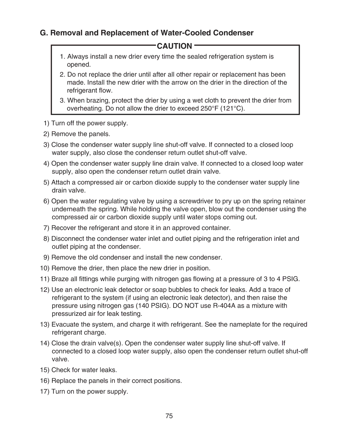 Hoshizaki KM-901MWH, KM-901MAH, KM-901MRH/3 service manual Removal and Replacement of Water-Cooled Condenser 