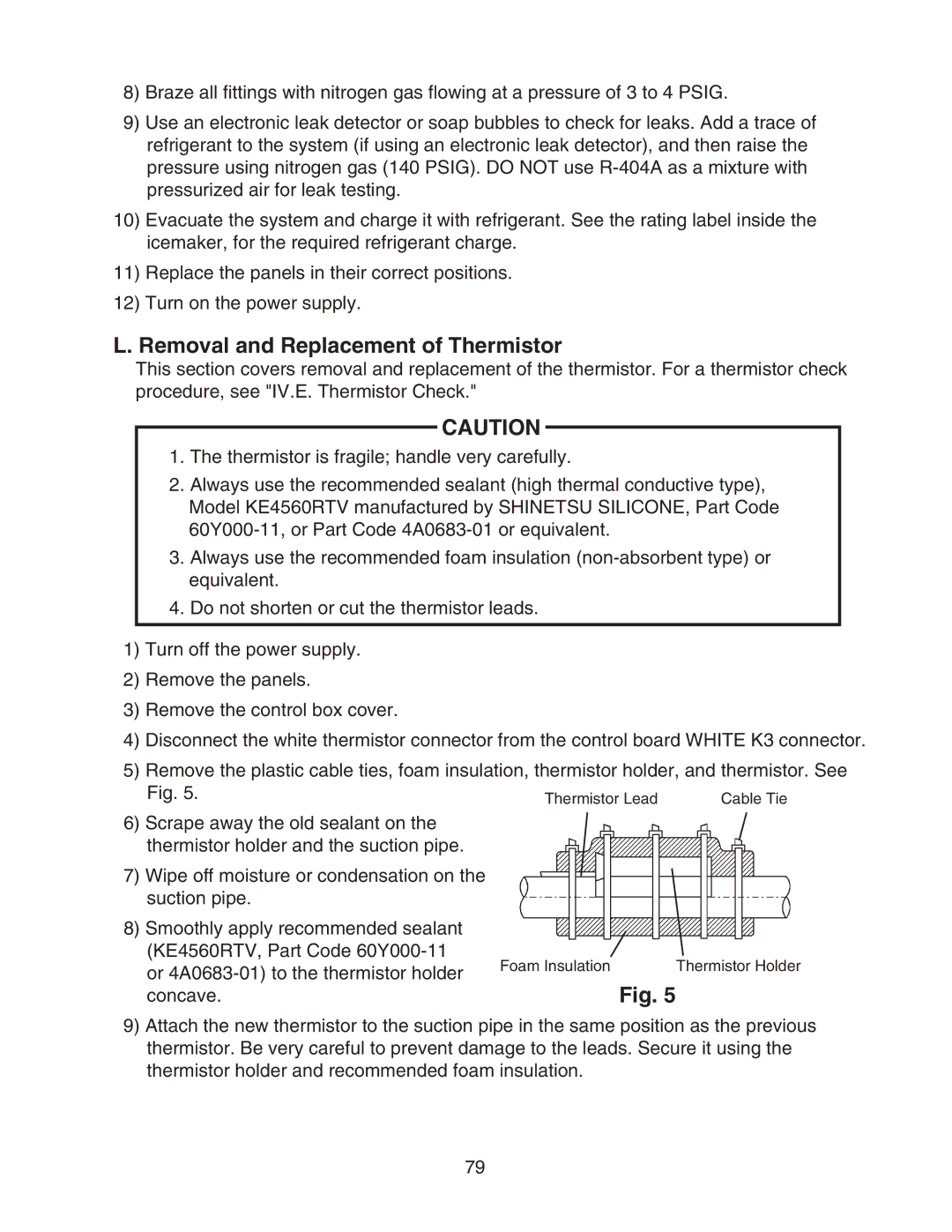 Hoshizaki KM-901MAH, KM-901MWH, KM-901MRH/3 service manual Removal and Replacement of Thermistor 