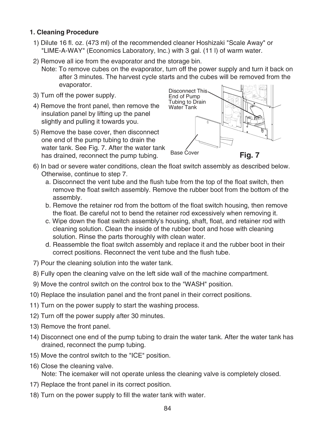 Hoshizaki KM-901MWH, KM-901MAH, KM-901MRH/3 service manual Cleaning Procedure 