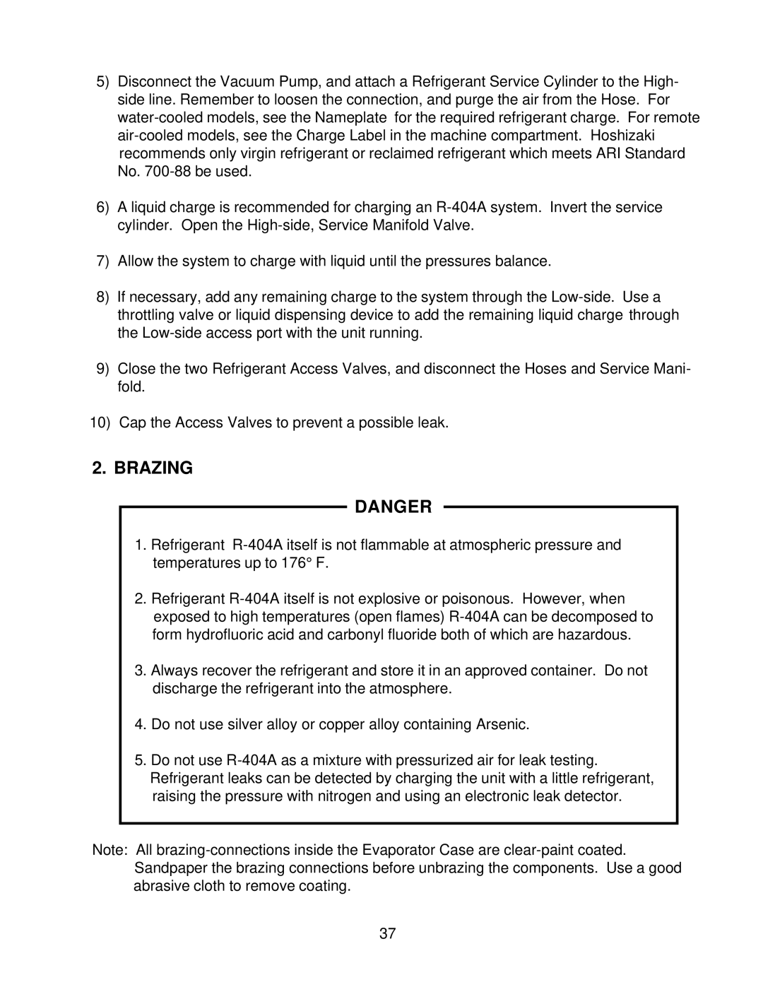 Hoshizaki KM-2000SRH3, KM2000SWF3, KM-2000SRF3, KM-2000SWH3 service manual Brazing 