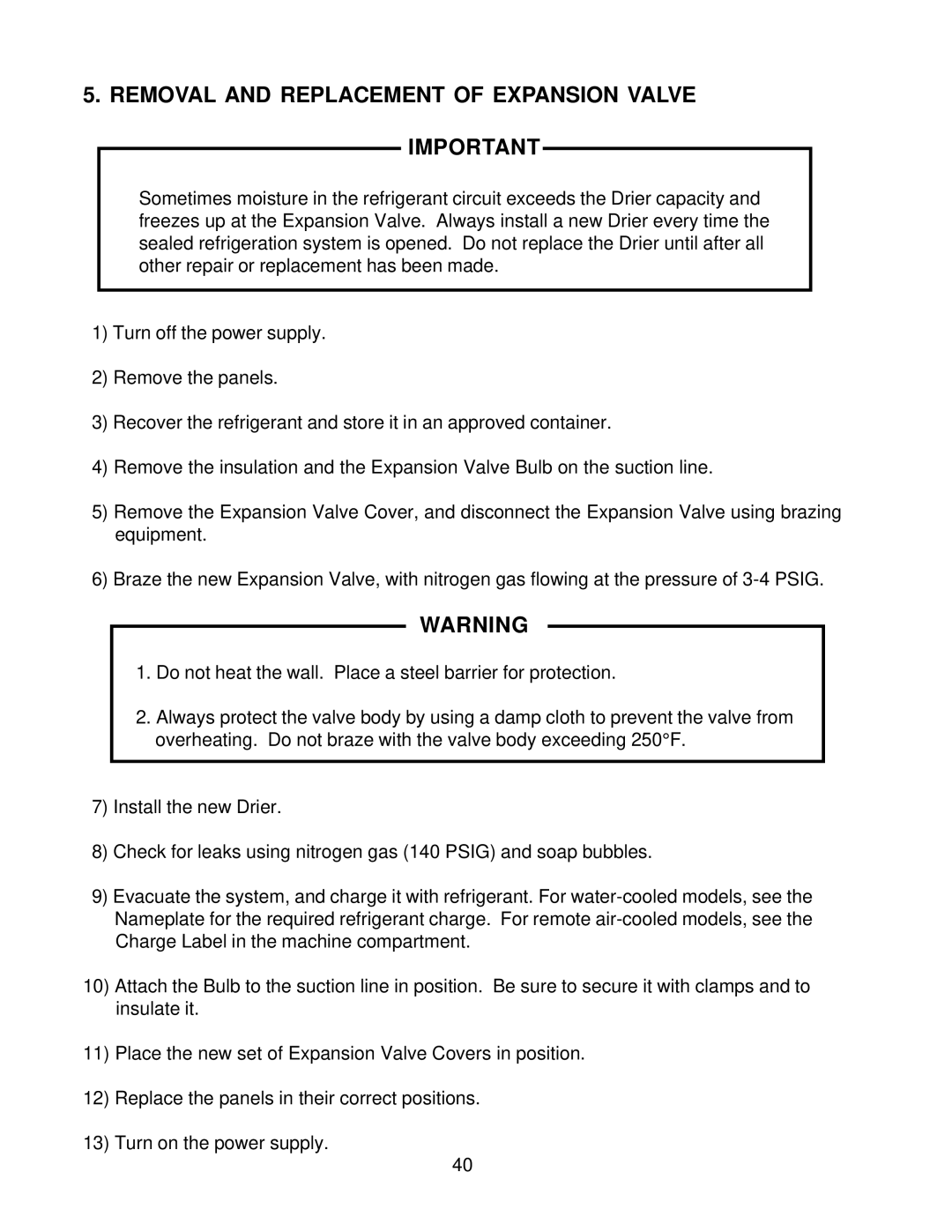 Hoshizaki KM2000SWF3, KM-2000SRH3, KM-2000SRF3, KM-2000SWH3 service manual Removal and Replacement of Expansion Valve 