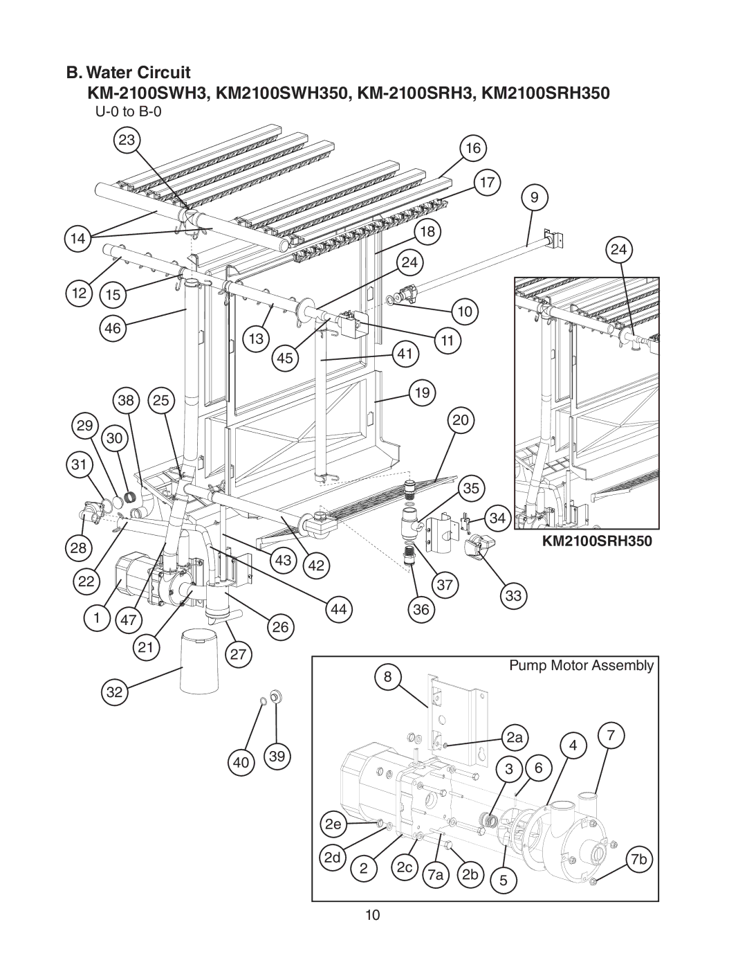 Hoshizaki KM2100SWH350, KM2100SRH350 manual To B-0, Pump Motor Assembly 