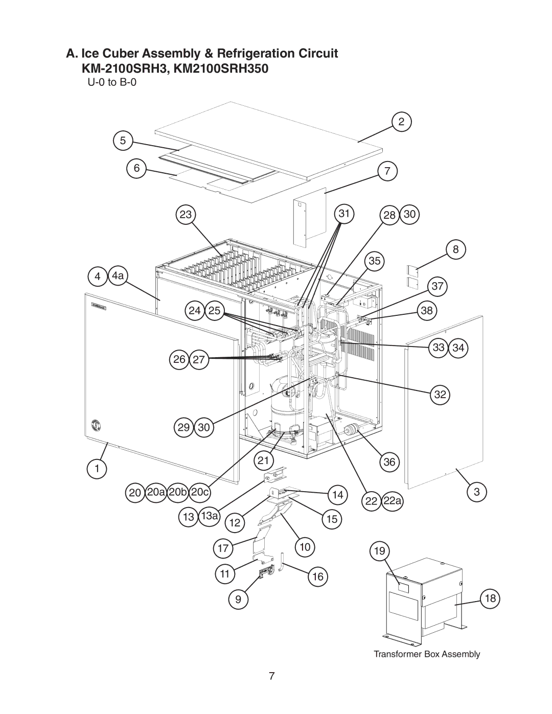 Hoshizaki KM2100SRH350, KM2100SWH350 manual To B-0 20a 20b 20c 13a 22a 1019 