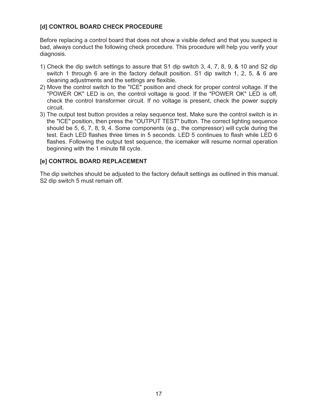 Hoshizaki KMD-410MWH, KMD-410MAH manual Control Board Check Procedure, Control Board Replacement 