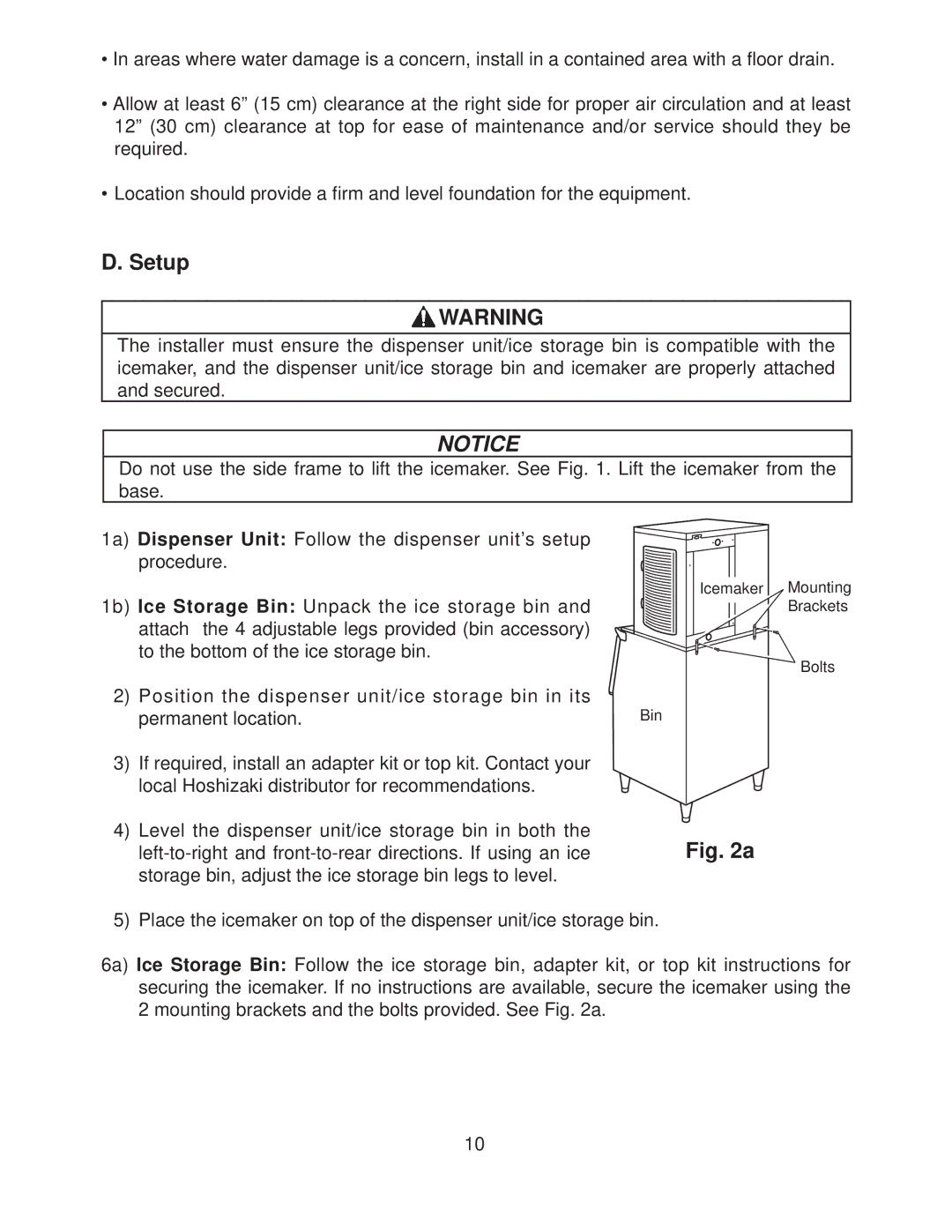 Hoshizaki KMD-410MWH, KMD-410MAH instruction manual Setup 