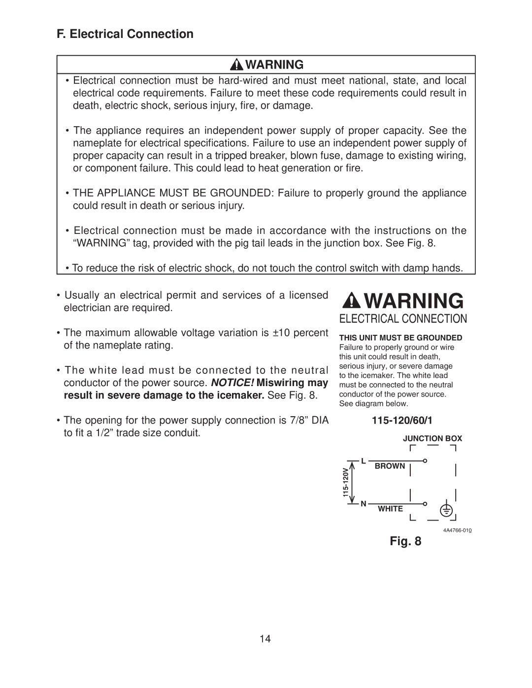 Hoshizaki KMD-410MWH, KMD-410MAH instruction manual Electrical Connection,  