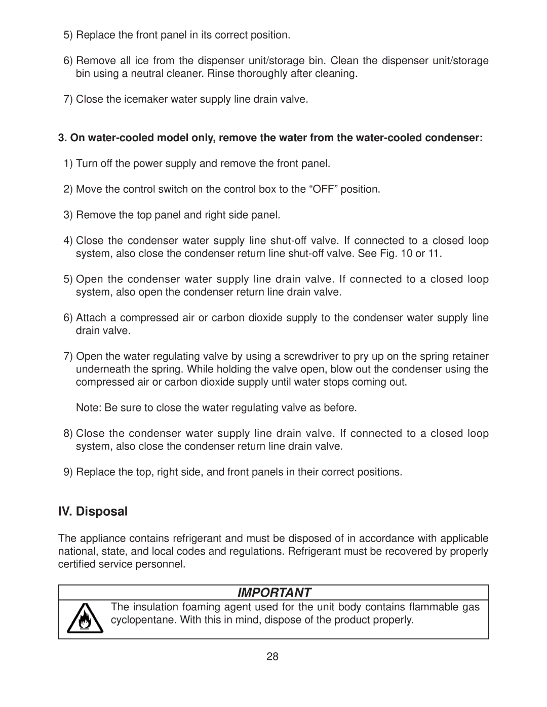 Hoshizaki KMD-410MWH, KMD-410MAH instruction manual IV. Disposal 