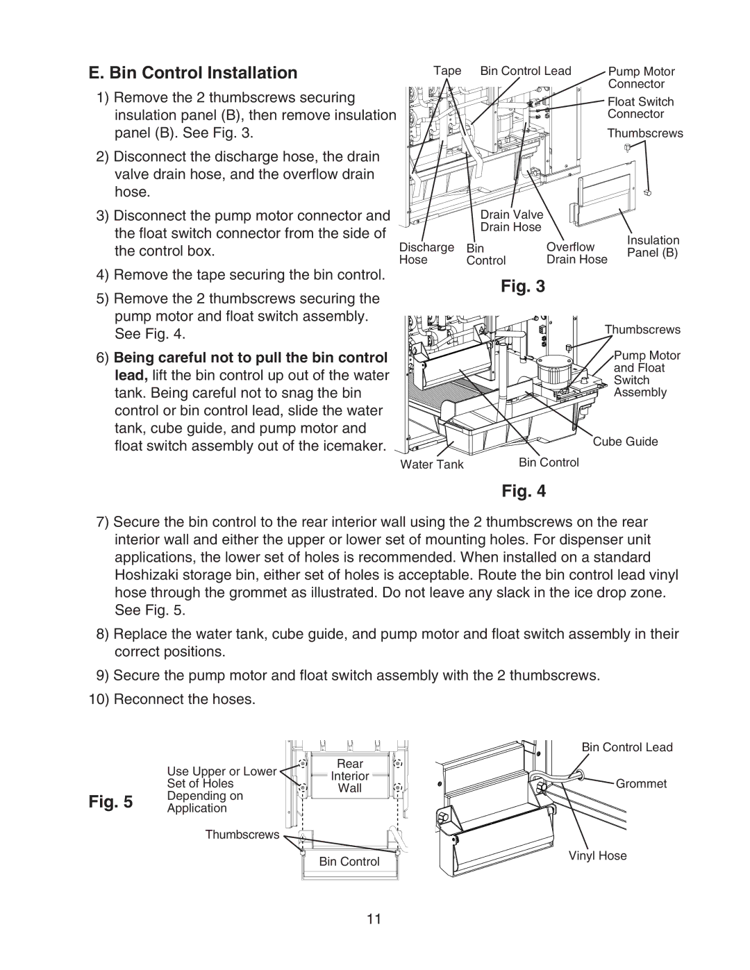 Hoshizaki KMD-450MAH, KMD-450MWH instruction manual Bin Control Installation 