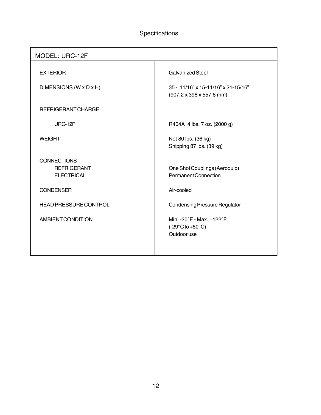 Hoshizaki KMD-900MAH, KMD-700MAH, KMD-700MWH, KMD-700MRH, KMD-900MWH, KMD-900MRH service manual Model URC-12F 