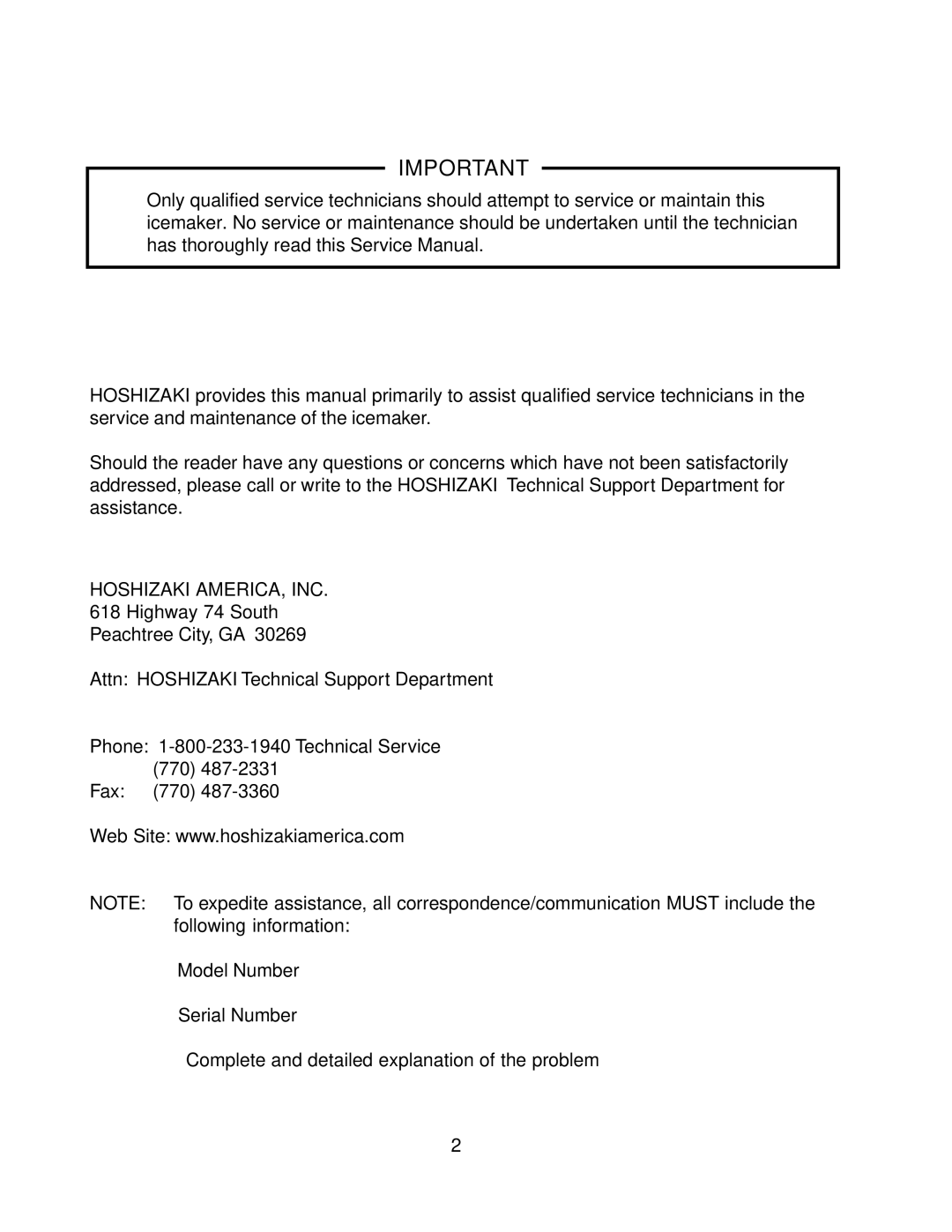 Hoshizaki KMD-700MWH, KMD-900MAH, KMD-700MAH, KMD-700MRH, KMD-900MWH, KMD-900MRH service manual Hoshizaki AMERICA, INC 