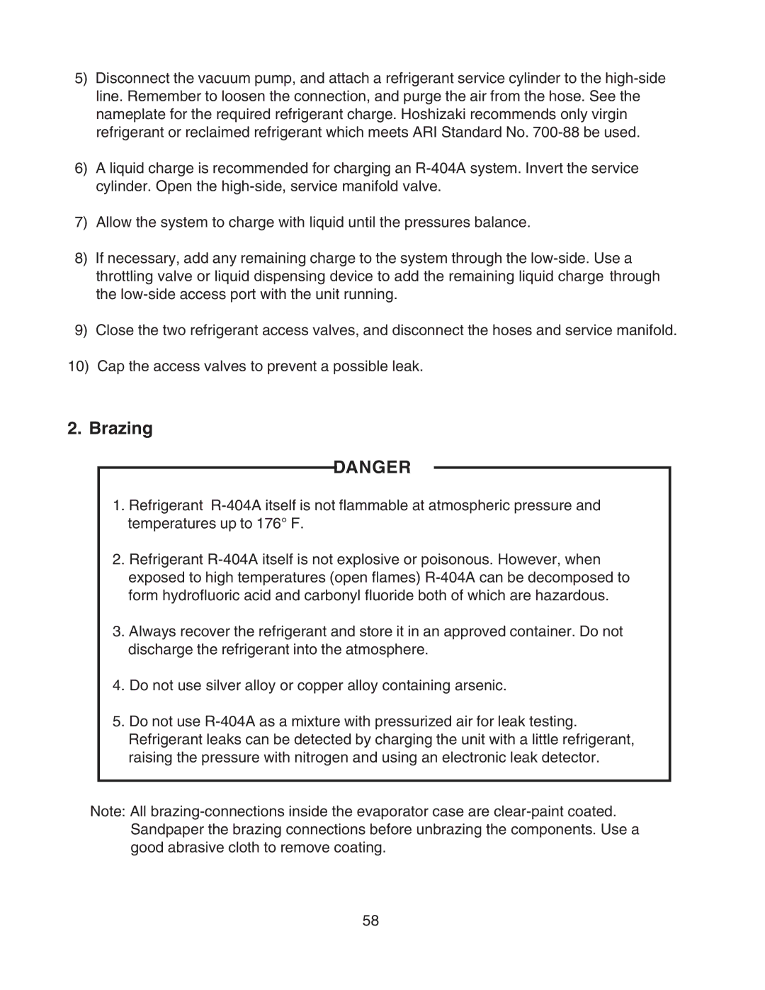 Hoshizaki KMD-900MWH, KMD-900MAH, KMD-700MAH, KMD-700MWH, KMD-700MRH, KMD-900MRH service manual Brazing 