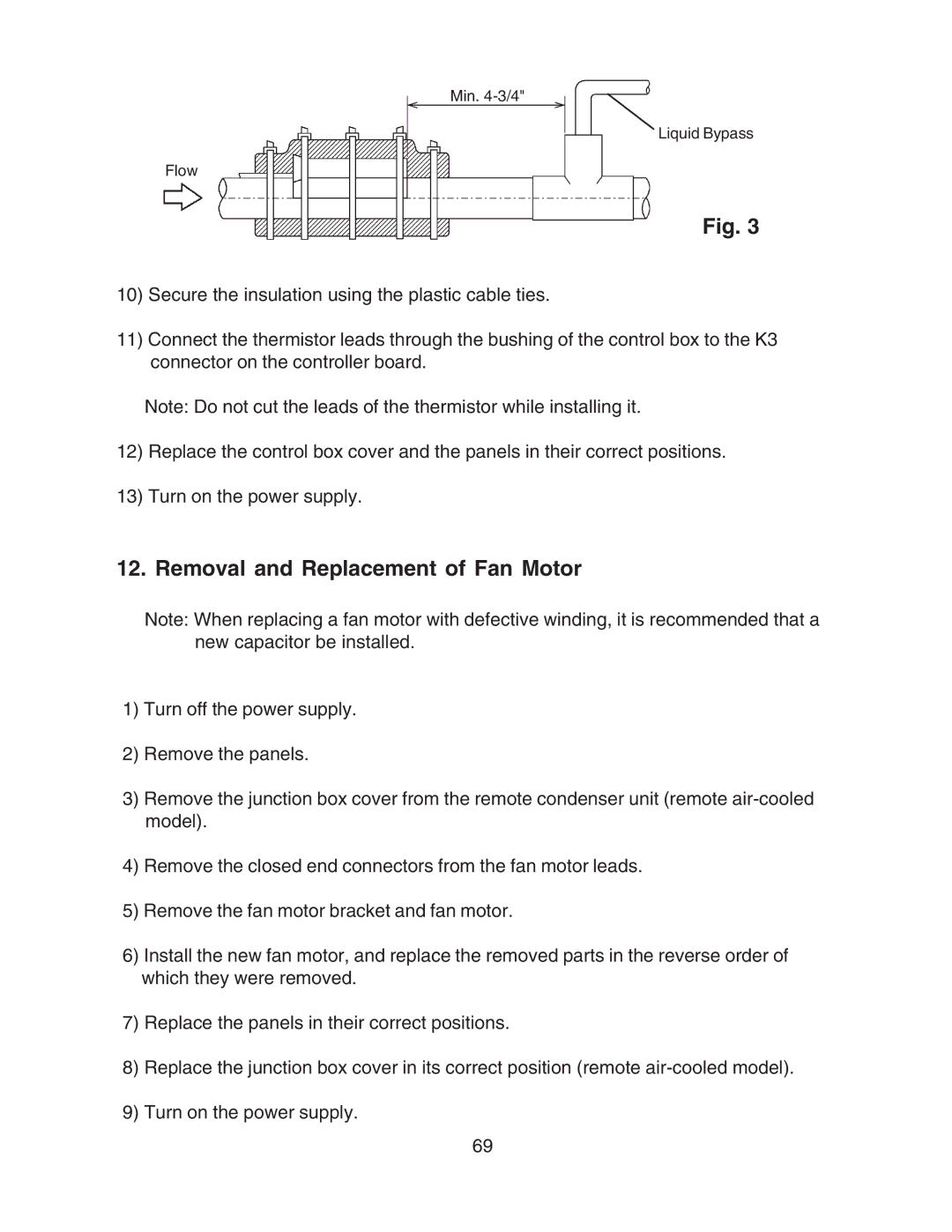 Hoshizaki KMD-700MRH, KMD-900MAH, KMD-700MAH, KMD-700MWH, KMD-900MWH, KMD-900MRH Removal and Replacement of Fan Motor 