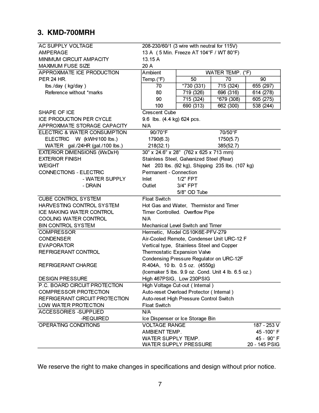 Hoshizaki KMD-700MAH, KMD-900MAH, KMD-700MWH, KMD-900MWH, KMD-900MRH service manual KMD-700MRH 