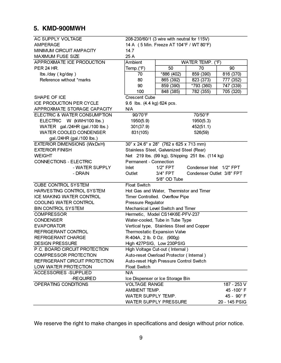 Hoshizaki KMD-700MRH, KMD-900MAH, KMD-700MAH, KMD-700MWH, KMD-900MRH service manual KMD-900MWH 