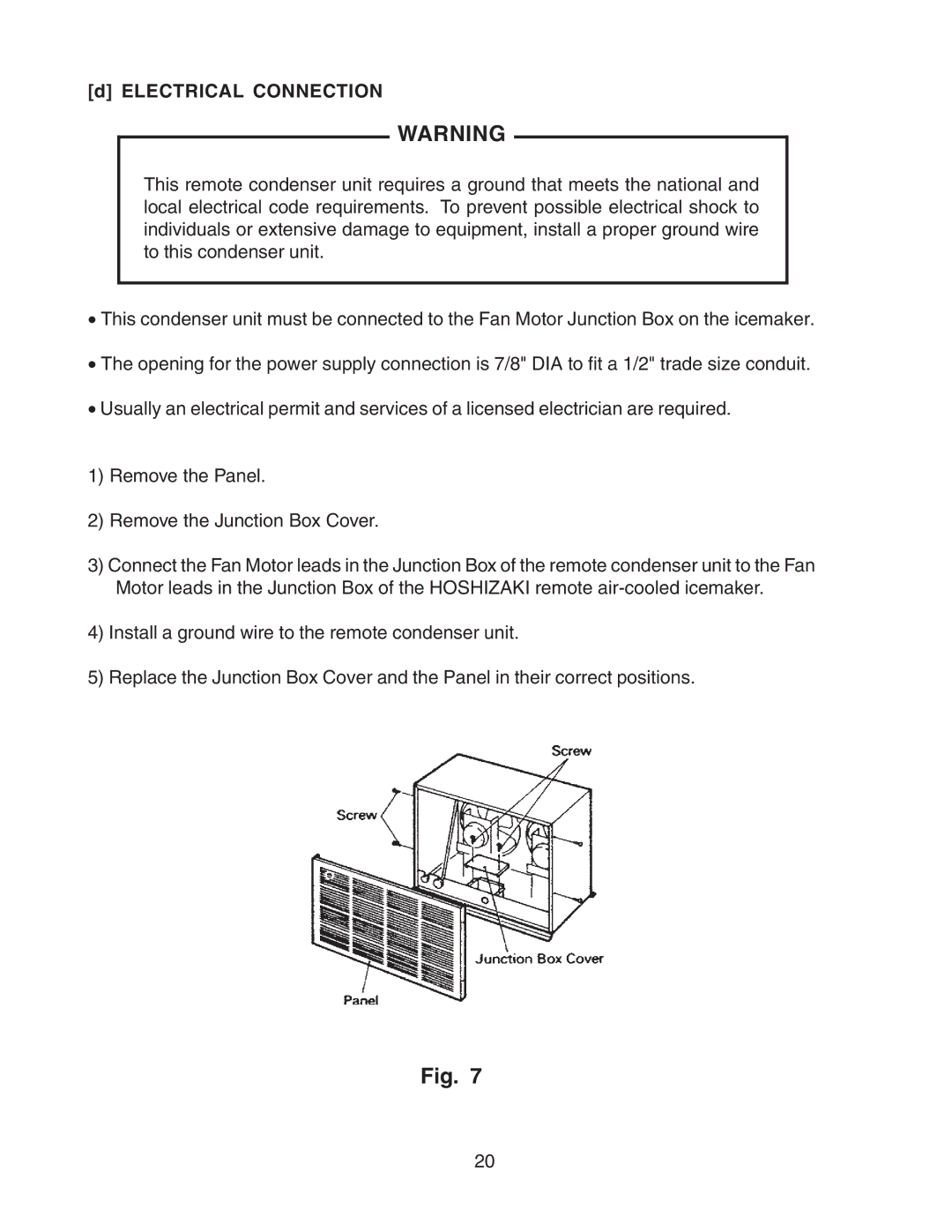 Hoshizaki KMD-700MWH, KMD-900MAH, KMD-700MAH, KMD-700MRH, KMD-900MWH, KMD-900MRH instruction manual Electrical Connection 