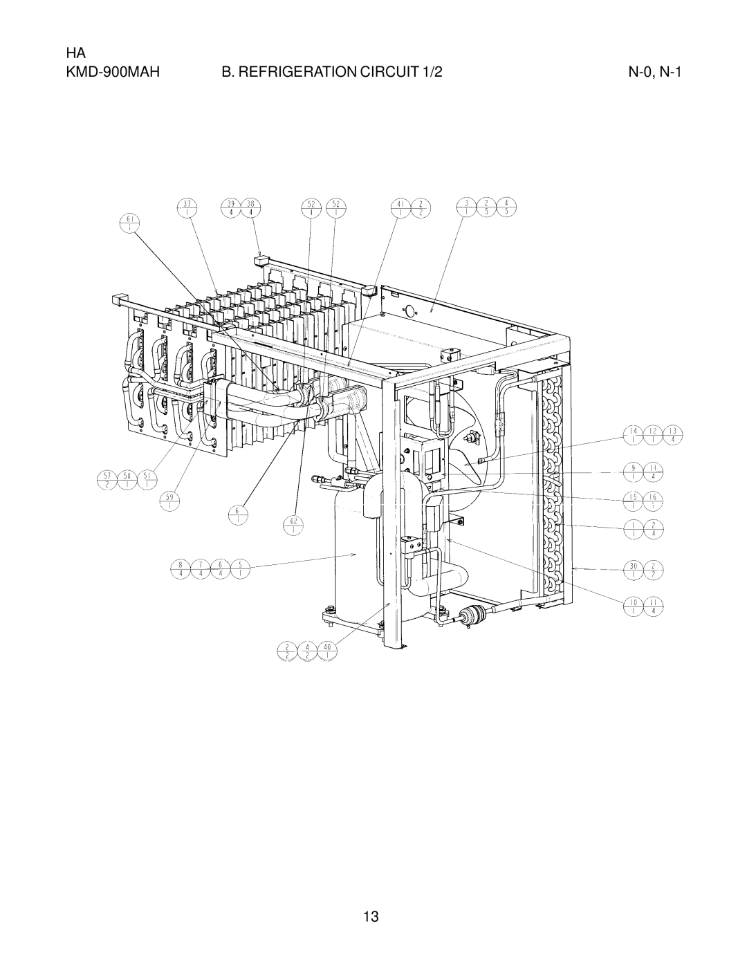 Hoshizaki KMD-900MWH, KMD-900MRH manual KMD-900MAH Refrigeration Circuit 1/2 