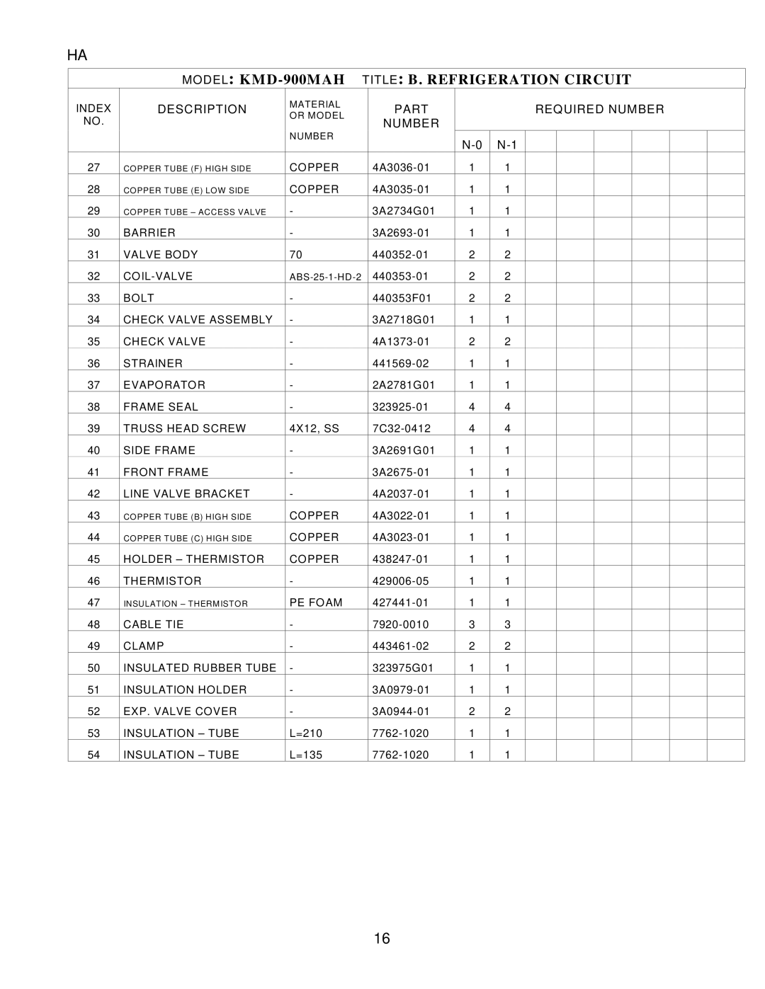 Hoshizaki KMD-900MWH, KMD-900MRH manual Model KMD-900MAH Title B. Refrigeration Circuit 